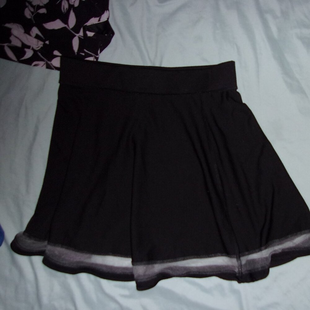 Black Women's Skater Skirt with Trim